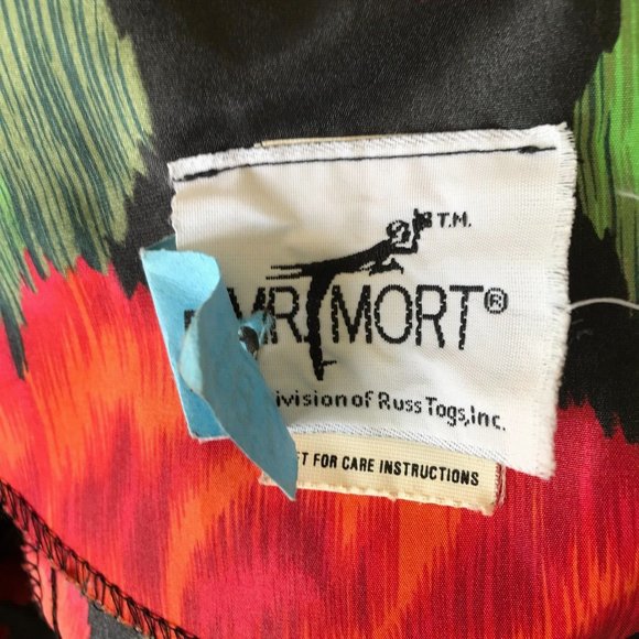 Mr. Mort Dress Black Red Floral Puff Sleeves Wedding Party Art Deco VTG… - Picture 12 of 14